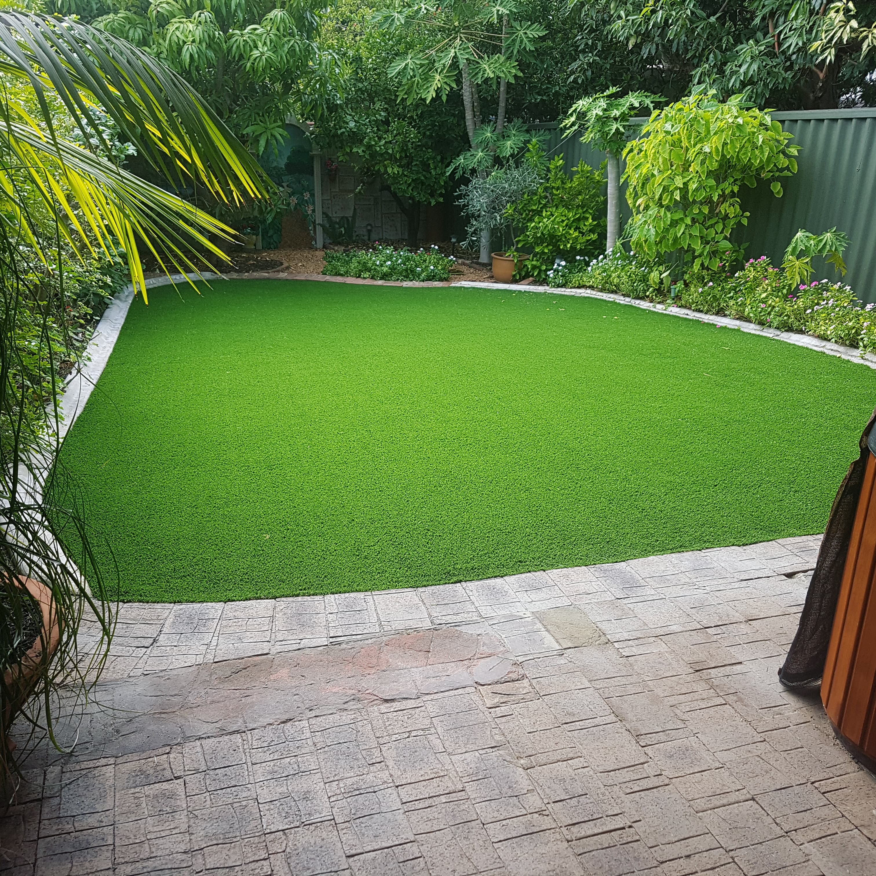 Landscaping and artificial turf installation, Perth backyard
