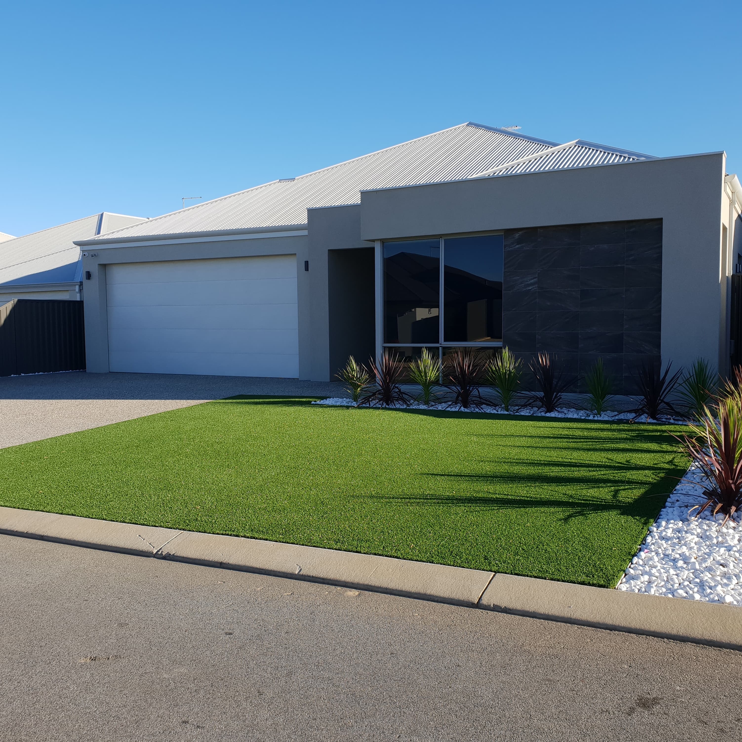 Artificial turf landscaping installation on a Perth property